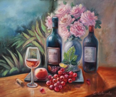 Painting titled "Виноградная долина" by Ekaterina Suvorova, Original Artwork, Oil