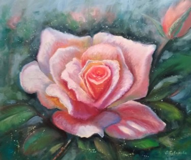 Pintura intitulada "Attractive rose" por Ekaterina Suvorova, Obras de arte originais, Óleo