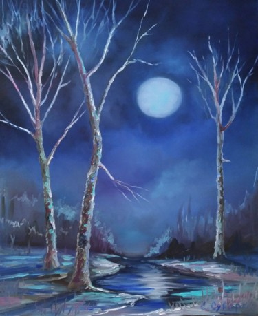 Schilderij getiteld "Moon dreams" door Ekaterina Suvorova, Origineel Kunstwerk, Olie