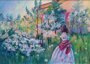 Pittura intitolato "Spring (replica of…" da Ekaterina Suvorova, Opera d'arte originale, Olio