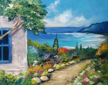 Painting titled "Road to the sea" by Ekaterina Suvorova, Original Artwork, Oil