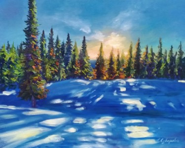 Painting titled "Winter sun" by Ekaterina Suvorova, Original Artwork, Oil