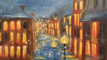Painting titled "Lumière des rues d'…" by Ekaterina Suvorova, Original Artwork, Oil