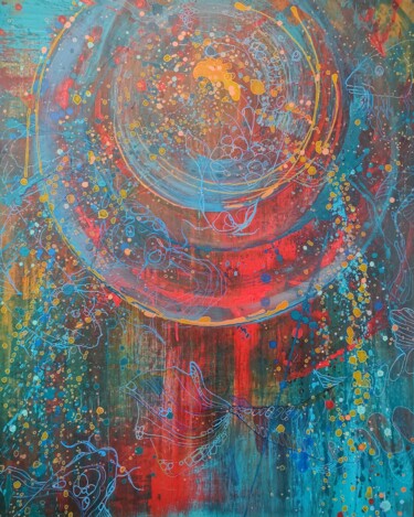 Картина под названием "Круги по воде" - Ena Avendirg, Подлинное произведение искусства, Акрил Установлен на Деревянная рама…
