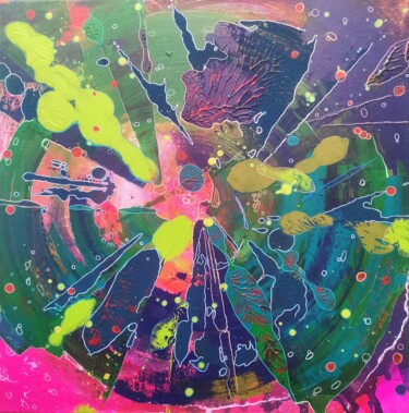 Картина под названием "Духи леса 2" - Ena Avendirg, Подлинное произведение искусства, Акрил Установлен на Деревянная рама дл…
