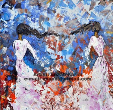 Painting titled "Sisters" by Enaab Karim, Original Artwork, Acrylic