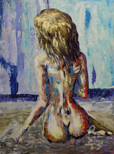 Schilderij getiteld "Alone" door Nick Ercsei, Origineel Kunstwerk, Acryl