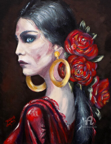 Painting titled "Flamenco" by Nick Ercsei, Original Artwork, Acrylic