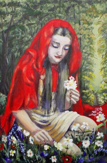 Painting titled "Red Riding Hood" by Nick Ercsei, Original Artwork, Acrylic