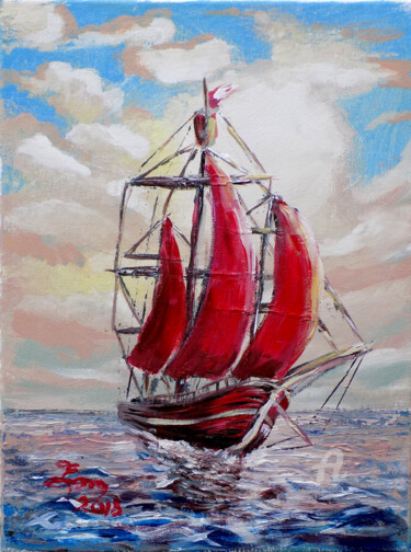 Painting titled "Set Sail" by Nick Ercsei, Original Artwork, Acrylic