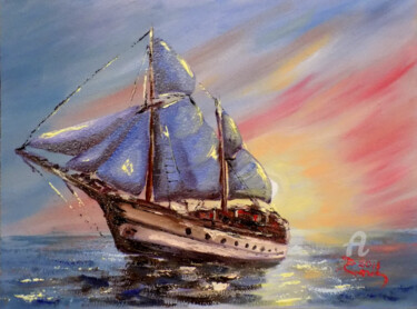 Painting titled "Sailing 3" by Nick Ercsei, Original Artwork, Oil
