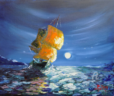 Peinture intitulée "Windy Night" par Nick Ercsei, Œuvre d'art originale, Huile