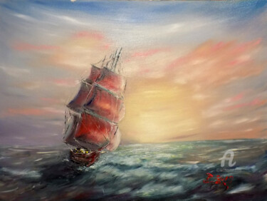 Painting titled "Sailing IV" by Nick Ercsei, Original Artwork, Oil