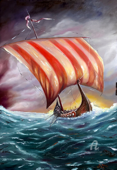 Painting titled "Sailing VI" by Nick Ercsei, Original Artwork, Oil