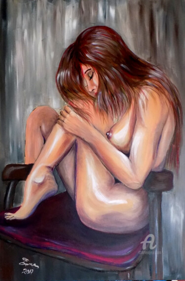 Painting titled "Loneliness and Mela…" by Nick Ercsei, Original Artwork, Acrylic