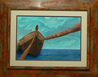 Pintura titulada "Barco amarrado" por Encarnación Jerez Torregrosa, Obra de arte original, Otro