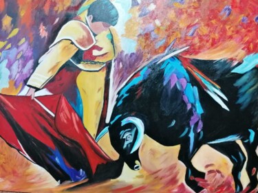 Peinture intitulée "Corrida de toros" par Encarnita Martin, Œuvre d'art originale, Huile