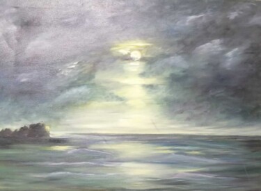 Pintura titulada "Puesta de sol marina" por Encarnita Martin, Obra de arte original, Oleo