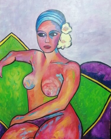 Peinture intitulée "Mujer con turbante" par Encarnita Martin, Œuvre d'art originale, Huile
