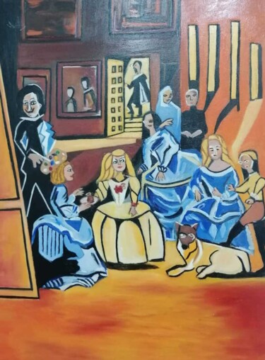 Peinture intitulée "Las Meninas" par Encarnita Martin, Œuvre d'art originale, Huile Monté sur Châssis en bois