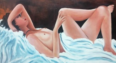 Pintura titulada "Muy relajada" por Encarnita Martin, Obra de arte original, Oleo Montado en Bastidor de camilla de madera