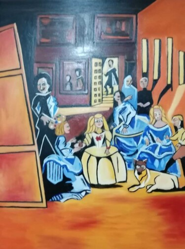 绘画 标题为“Meninas” 由Encarnita Martin, 原创艺术品, 油 安装在木质担架架上