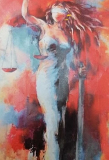 Painting titled "Libra2" by Encarnita Martin, Original Artwork, Oil Mounted on Wood Stretcher frame