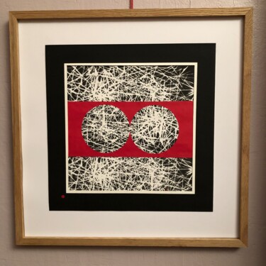 Estampas & grabados titulada "Surpris" por Langlet Dominique, Obra de arte original, Linograbados Montado en Cartulina