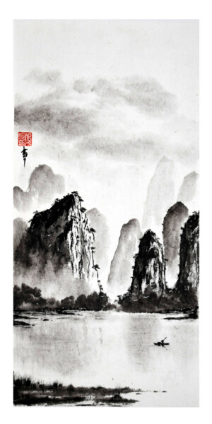 Cet espace qu'emplit l'éternelle harmonie Peinture intitulée "Cet espace qu'empli…" par Jean-Marc Moschetti (encre-zen), Œuvre d'art originale, Encre Monté sur Châssis