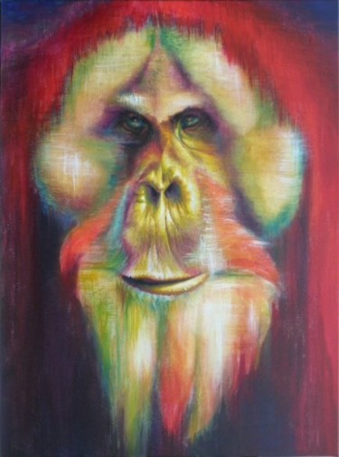 Painting titled "Orang-Pa" by Sabine Koschier, Original Artwork, Oil