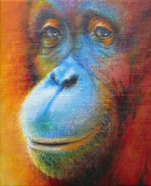Peinture intitulée "Orang-Utan Jacky" par Sabine Koschier, Œuvre d'art originale