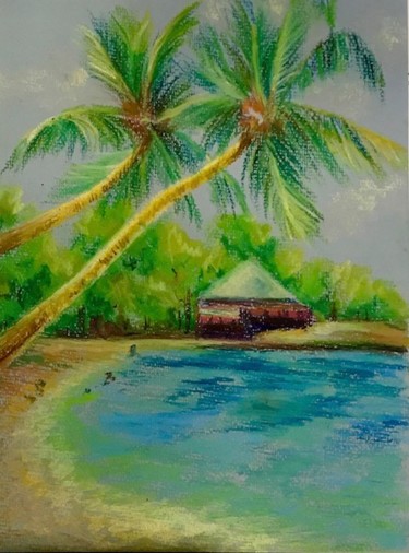 Disegno intitolato "Вьетнам. Пальмы." da Larissa Lukaneva, Opera d'arte originale, Pastello