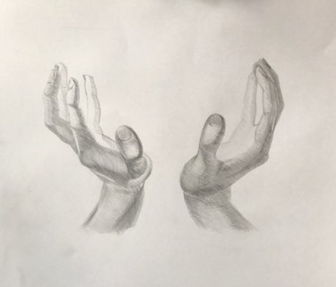 Рисунок под названием "Набросок рук" - Larissa Lukaneva, Подлинное произведение искусства, Карандаш