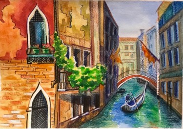 Peinture intitulée "Венеция" par Larissa Lukaneva, Œuvre d'art originale, Aquarelle