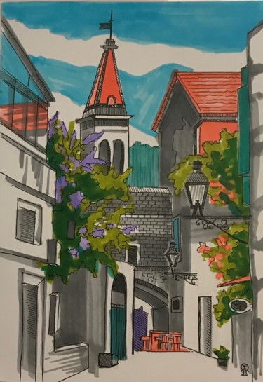 Drawing titled "Башня" by Larissa Lukaneva, Original Artwork, Ink