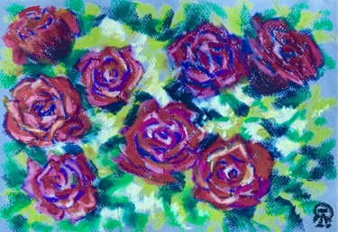 Dessin intitulée "Розы" par Larissa Lukaneva, Œuvre d'art originale, Pastel