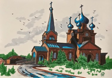 Drawing titled "Храм. Скетч." by Larissa Lukaneva, Original Artwork, Marker