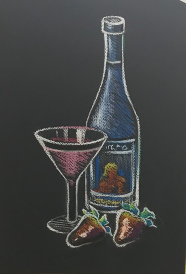 Рисунок под названием "Бокал вина. Скетч." - Larissa Lukaneva, Подлинное произведение искусства, Пастель