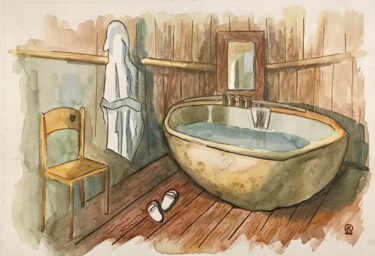 Картина под названием "Ванная. Скетч." - Larissa Lukaneva, Подлинное произведение искусства, Акварель
