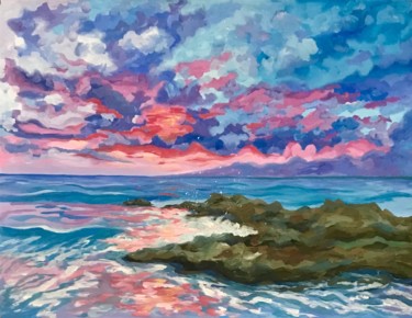 Картина под названием "Закат на море" - Larissa Lukaneva, Подлинное произведение искусства, Гуашь