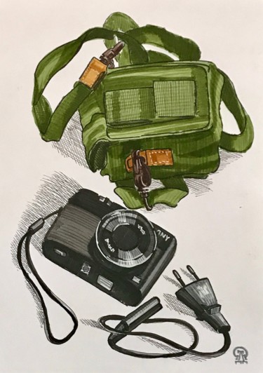Drawing titled "Фотоаппарат. Скетч." by Larissa Lukaneva, Original Artwork, Marker