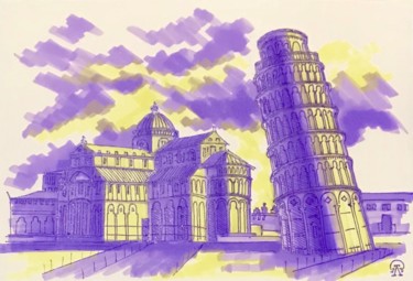 Рисунок под названием "Пизанская башня. Ск…" - Larissa Lukaneva, Подлинное произведение искусства, Маркер
