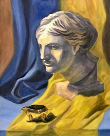 Картина под названием "Гипсовая голова. Пр…" - Larissa Lukaneva, Подлинное произведение искусства, Масло