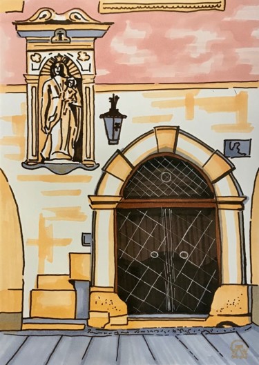 Рисунок под названием "Железная дверь. Ске…" - Larissa Lukaneva, Подлинное произведение искусства, Маркер