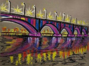 Картина под названием "Освещённый мост. Ск…" - Larissa Lukaneva, Подлинное произведение искусства, Пастель
