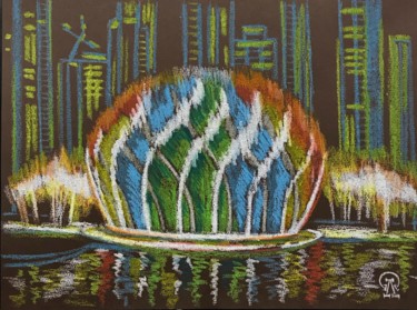 Pittura intitolato "Цветной фонтан. Ске…" da Larissa Lukaneva, Opera d'arte originale, Pastello
