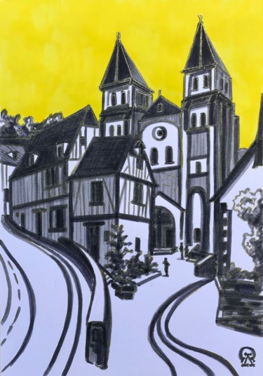Dibujo titulada "Германский городок" por Larissa Lukaneva, Obra de arte original, Rotulador