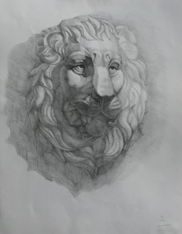 Drawing titled "Маска льва" by Larissa Lukaneva, Original Artwork, Pencil