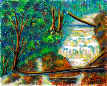 Рисунок под названием "Лесной ручей" - Larissa Lukaneva, Подлинное произведение искусства, Пастель