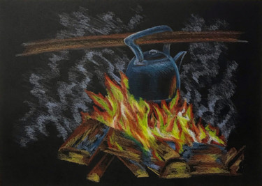 Σχέδιο με τίτλο "Чайник на костре. С…" από Larissa Lukaneva, Αυθεντικά έργα τέχνης, Μολύβι